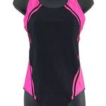 None Vintage Black Neon Pink 90s Bathing Suit Size Med Photo 0