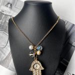 GOLD EVIL EYE WATCH PENDANT NECKLACE Photo 1