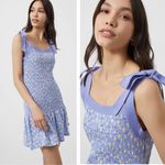 French Connection NWT Peony Doria Ruched Dress In Paradiso Blue Multi Photo 1