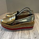 ALDO Gold Metallic Pointed Platform Loafers Size 6M Shiny Glitter Photo 3
