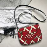 Brighton 💙💖  Holiday Holly Leaf Red Bird Canvas Crossbody Photo 0