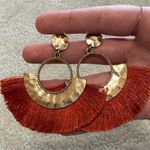 Lovisa Shiny Gold Circle Fringe Drop Earrings Burnt Orange Photo 2