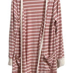 Tickled Teal  Pink and White Striped‎ Cardigan Photo 0