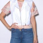 Rebecca Taylor  White Punched Denim Vest Size 10 NWT $325.00 Photo 5