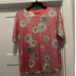 Daisy Sequin Top Women's Size Medium Pink Multicolor Floral Daisy Barbiecore Photo 0