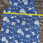 Vintage Studio 14 Blue Cream Floral Print Linen Blend Sleeveless Tank Maxi Dress Photo 7