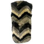Fever Faux Fur Vest S Sleeveless Chevron Stripes Gray Black Beige Warm Stylish Photo 3