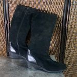 Aquatalia  Black Suede Knee-High Wedge Boots Size 8 Photo 1