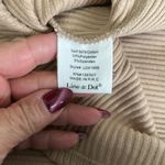 Line and Dot  Ribbed Puff Sleeve Off Shoulder Dress Tan Photo 6