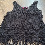 Say What? Black Lace Fringe Top Photo 2