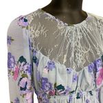 Free People NEW  Daphane Blue Floral Print and Llace Top Size Small Photo 2