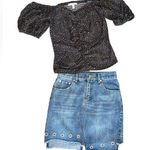 Festival Denim Grommet Hemmed Mini Jean Skirt Photo 1