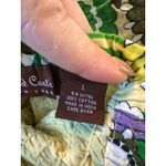 Vintage Bohemian 100% Cotton Strapless Green Yellow Floral Dress Size Large Photo 3