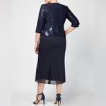 Alex Evenings  Women’s Tea-Length Firework Sequin Jacket Dress Navy Sz 8 Photo 2