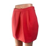 ZARA  Trafaluc Red Coral Peach Pleated High Waisted Tulip Pencil Mini Skirt Sz S Photo 2