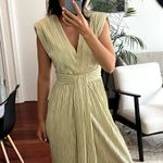 Sabina Musayev Margo Pleated V Neck Midi Dress size XS C9 Green Photo 2