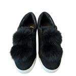 Sam Edelman Leya Sneakers Size 10 Black Slip On Faux Fur Pom Pom Platform Photo 0
