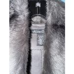 Kenneth Cole Dark Gray Faux Fur Open Front Vest Women's Size M Pockets Vegan Photo 6