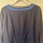 Calypso St. Barth  Womens Navy Linen Resort Embroidered Tunic Blouse Dress Size M Photo 6
