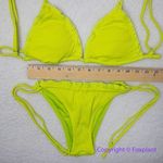 New! Set! It's Now Cool x Free People the frill tri eco neon lime rib bikini, S Green Photo 2