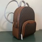 Michael Kors  Jaycee‎ Medium Backpack Brown Signature MK Logo Leather Trim Photo 1