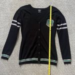 Harry Potter  Slytherin House Crest Cardigan Sweater Size Medium Embroidery Black Photo 4