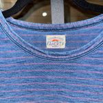 Faherty  pocket tee crewneck short sleeves raw hem cropped oversized top striped Photo 1