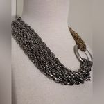 Vintage Silver Gold Two Toned Chain Ring Statement Piece Necklace Heavy Mob Wife Photo 1