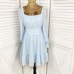 Exlura ‎ Chiffon Open Tie Back Ruffle Hem Dress Blue Medium Photo 1