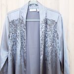Chico's Womens Beaded Sunrise Jacket Size M Silver Open Front Quiet Luxury Chic Photo 1