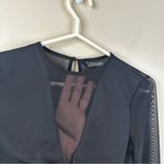 Intermix  Bodysuit Womens Small Black V-Neck Sheer Mesh Long Sleeves Photo 5