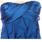 XScape Strapless Blue Ruffle Baby Doll Cocktail Dress 6 Wedding Coquette Flirty  Photo 2