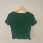 Levi's LEVI’S Women’s Green Short Sleeve Ribbed Button Down Cropped Top Large Photo 1