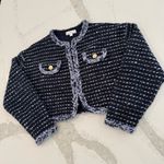 J.Crew  Cropped Lady Jacket Marled Yarn Women’s XS Blue Hook & Eye Closure Knit Photo 1