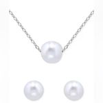 Macy's Two-Pc. Set Cultured Freshwater Pearl Pendant Necklace & Stud Earrings White Photo 4