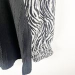 Suzanne Betro Weekend Black Gray Long Animal Print Sleeves Ribbed Top Size 1X Photo 5