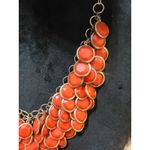 Women's Statement Red Beaded Bib Necklace With Gold Chain And Lobster Claw Lock Photo 3
