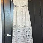 Alexis  White Crochet Short Sleeve Lace Midi Dress Size Small Photo 0