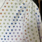 Roller Rabbit Pajamas Disco Rainbow Hearts long sleeve Henley button down top Photo 3