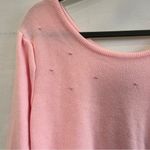 Vintage Sweater Women Light Pink Scoop Neck Silver Ball Embellishment 3/4 Sleeve Size M Photo 1