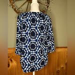 Crown & Ivy Blue and White Elephant Print Blouse size M Photo 4