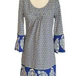 Anthropologie Aryeh Medium Horseshoe Neck 3/4 Bell Sleeve Shift Dress Bohemian Photo 0