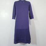 Poetry  Linen Cotton Purple Knit Midi Dress with Button Detail Collared Photo 1