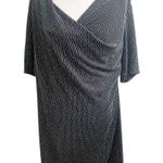 Connected Woman Sparkly Metallic Thread Shift Dress Black Silver Size 18W Photo 0