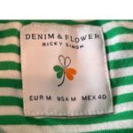 Denim & Flower  Ricky Singh Green White Striped Lucky  M Semi Fitted Tee T-Shirt Photo 5