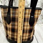 Longaberger  Black Brown Plaid Cloth Bucket Bag Silver Hardware Vintage Fall Cozy Photo 5