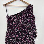 Shoshanna Black Size 10 One Shoulder Gown Vivine Tossed Rose Gown Wedding Guest Photo 2