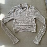 Forever 21 Beige Long Sleeve Cropped Sweater Photo 2