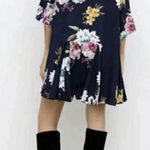 Yumi Kim  OOTD Dress Navy Floral Print Drop Waist - Approx. S (see meas.) FLAW Photo 1