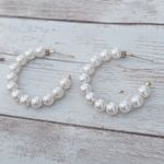 Vintage Earrings for Pierced Ears Faux Pearl Hoop Like Large Statement Photo 1